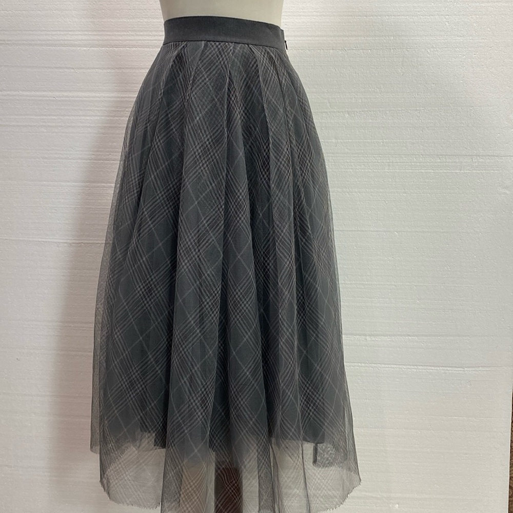 Fabiana Filippi tulle multi layer gray midi skirt